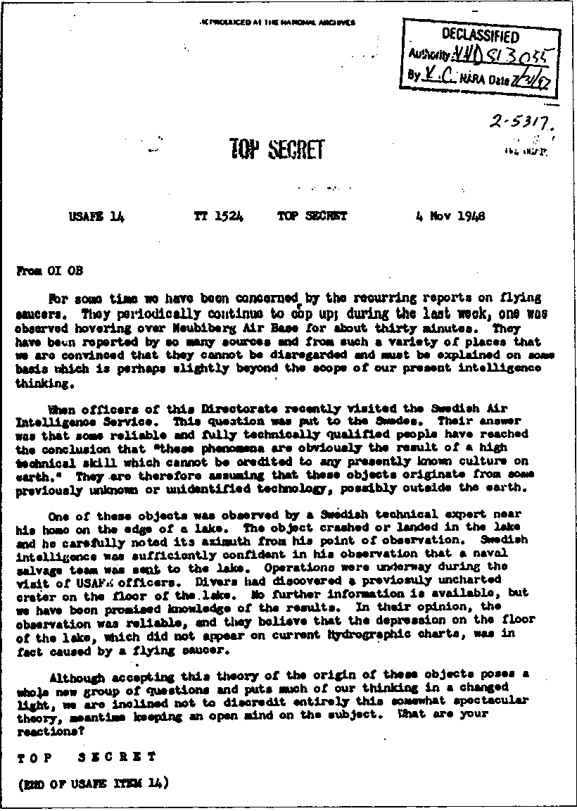 1948 extraterrestrial document